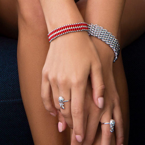 White Rhino Links | Deluxe Kismet Bracelet | White x Silver